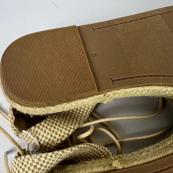 Old Navy Women's Size 8 Lace Up Espadrille Boho Summer Beach Sandals Beige NWT - Picture 12 of 13